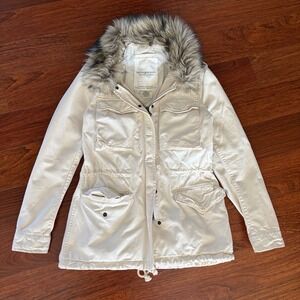 Denim & Supply - Ralph Lauren Cream Hooded Utility Jacket - Women's Small - VTG